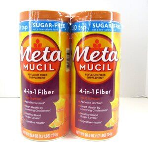 Meta Mucil Psyllium Fiber Supplement 4-in-1 Fiber Sugar-Free 2 Pack 26.6 Oz Each